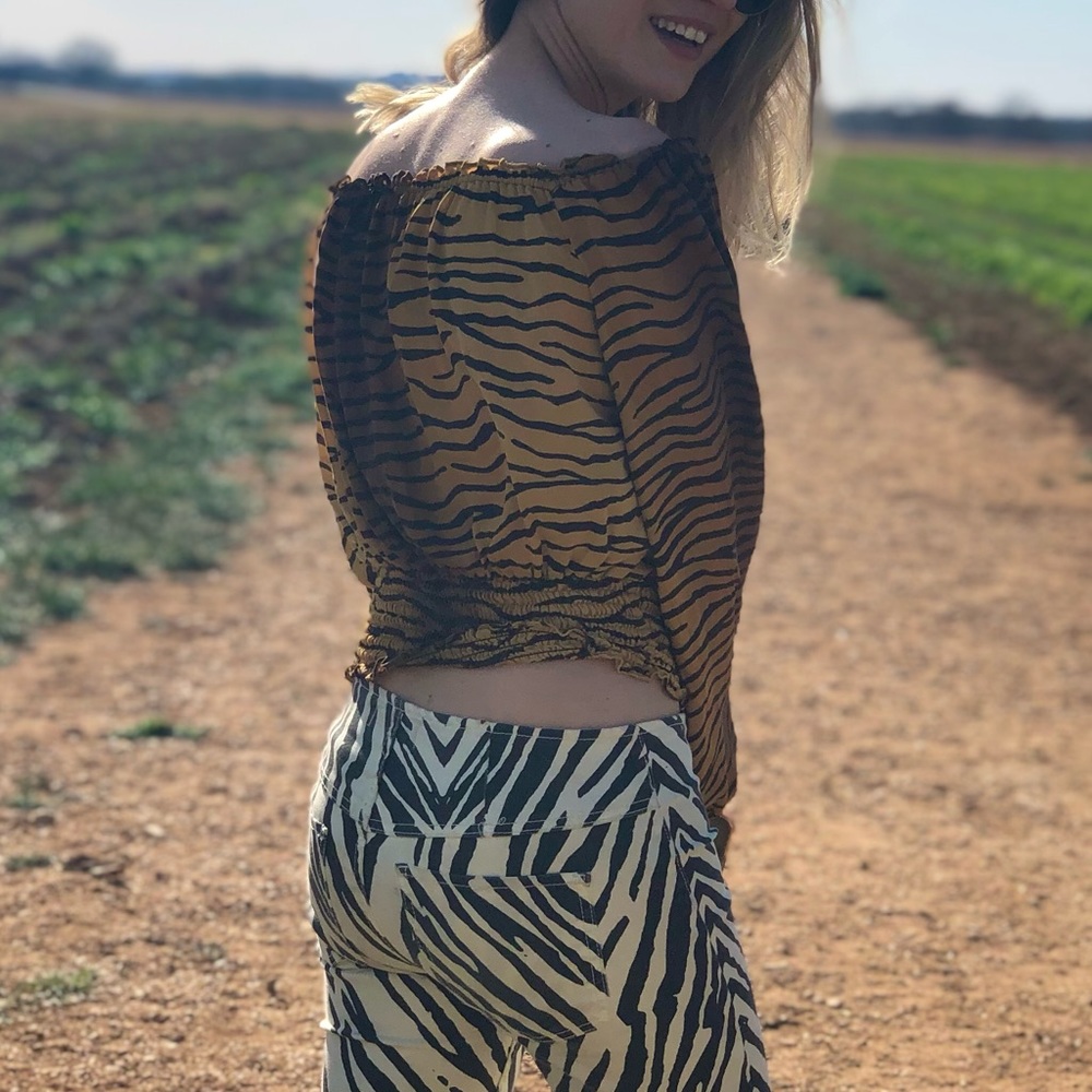 Michael Kors Sheer Off the Shoulder Cheetah Top